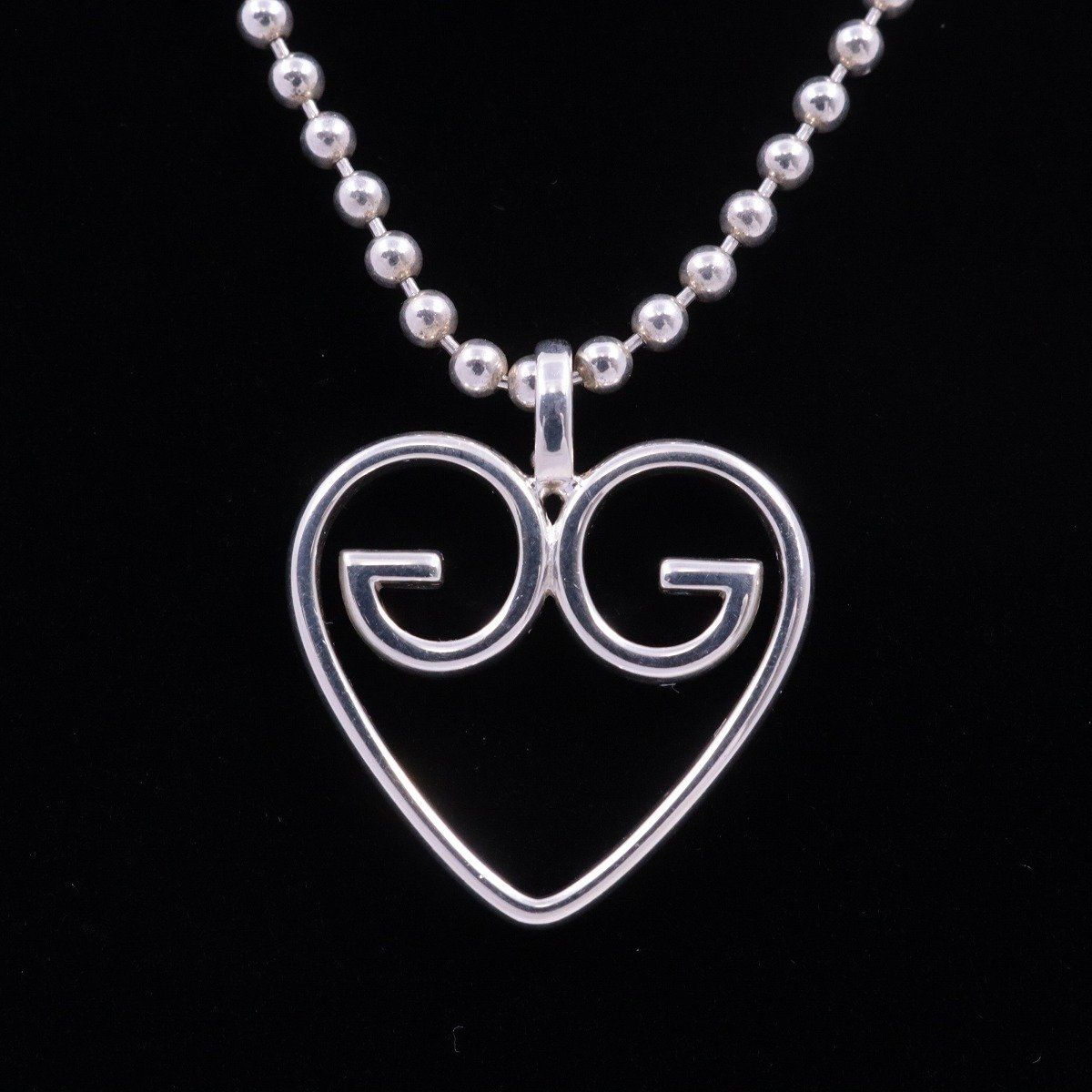 GUCCI グッチ オープンハート GG ボールチェーン ネックレス
