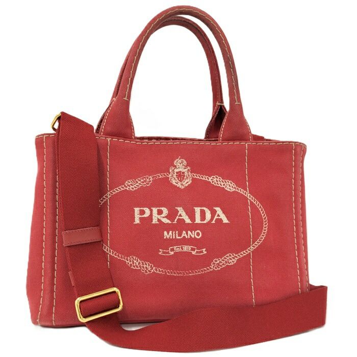 値下げ！PRADA オーストリッチ キャンバス ハンドバッグ　レッド 値下げ！PRADA オーストリッチ キャンバス ハンドバッグレッド