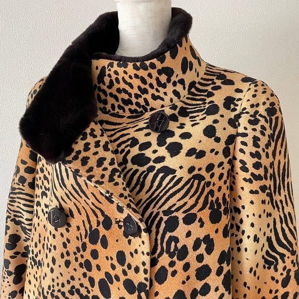 極美品レオナール LEONARD ロングコート ヒョウ柄レディースコート 極美品レオナール LEONARD ロングコート ヒョウ柄レディースコート 極