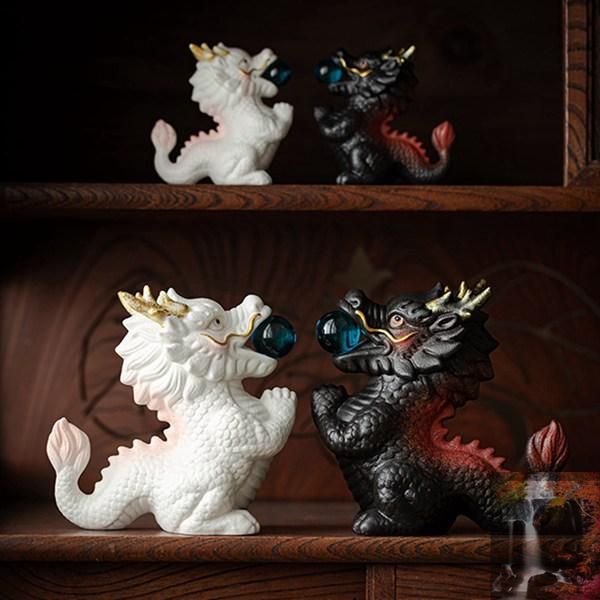 【縁起物】　龍の置物 可愛い 龍の置物 干支 たつ 辰 竜 陶器 龍神 開運 干支飾り 幸運 風水