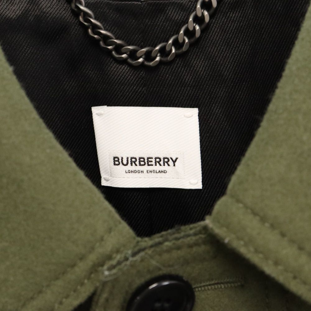 BURBERRY (バーバリー) ウール ロング ステンカラーコート グリーン