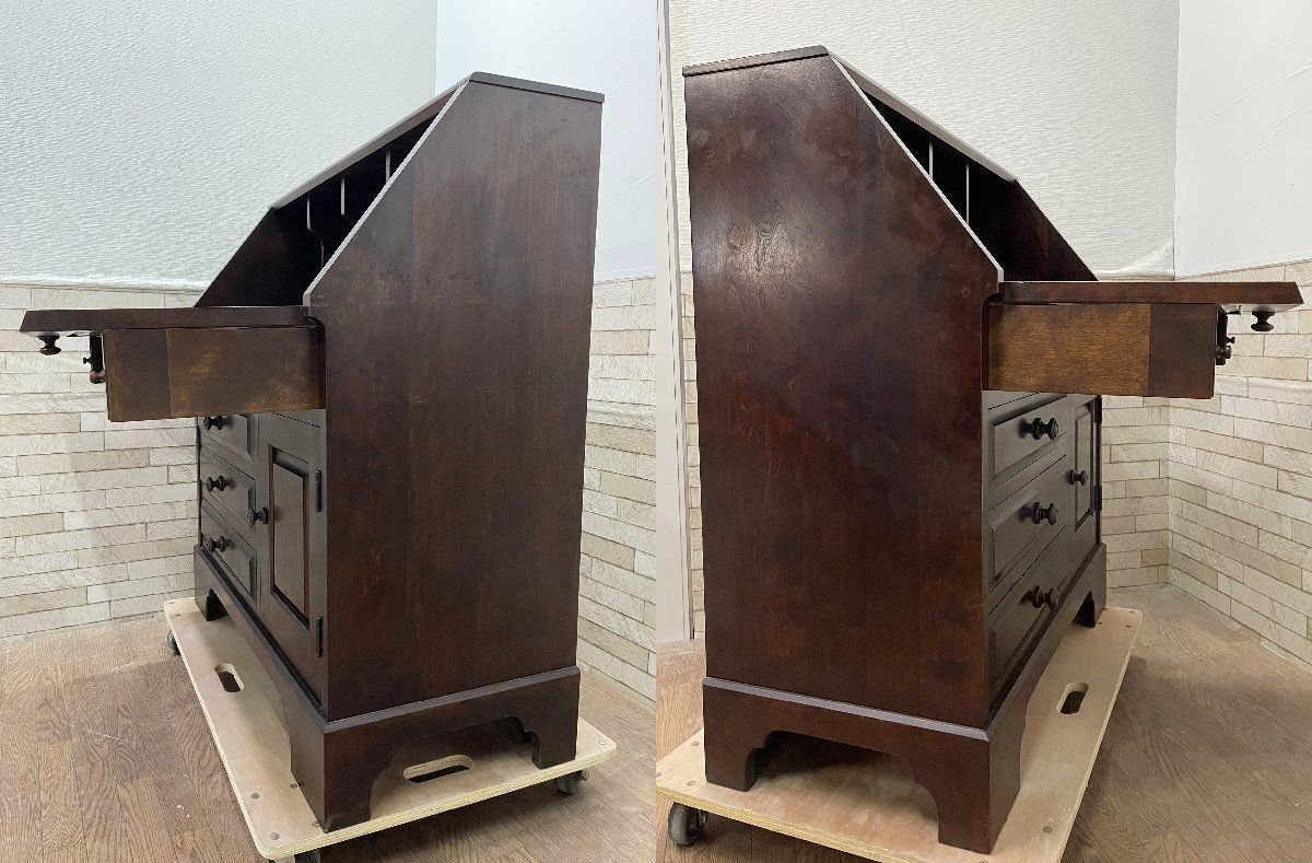 北海道民芸家具 ホクミン꧂ライティングビューロー デスク 机 書斎