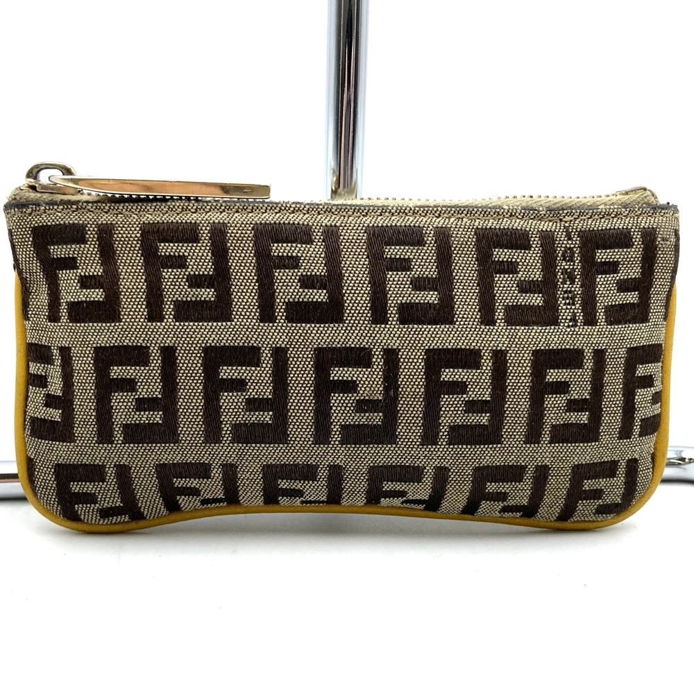 FENDI フェンディ ズッキーノ キーチェーン付きコインケース CA1611916キャンバス ブラウン|イエロー メンズ レディースファッション