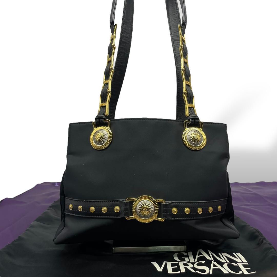◆外観超美品◆ ジャンニヴェルサーチ トートバッグ ショルダー 鞄 サンバースト GIANNI VERSACE 美品 ジャンニ ヴェルサーチ ヴィンテージ