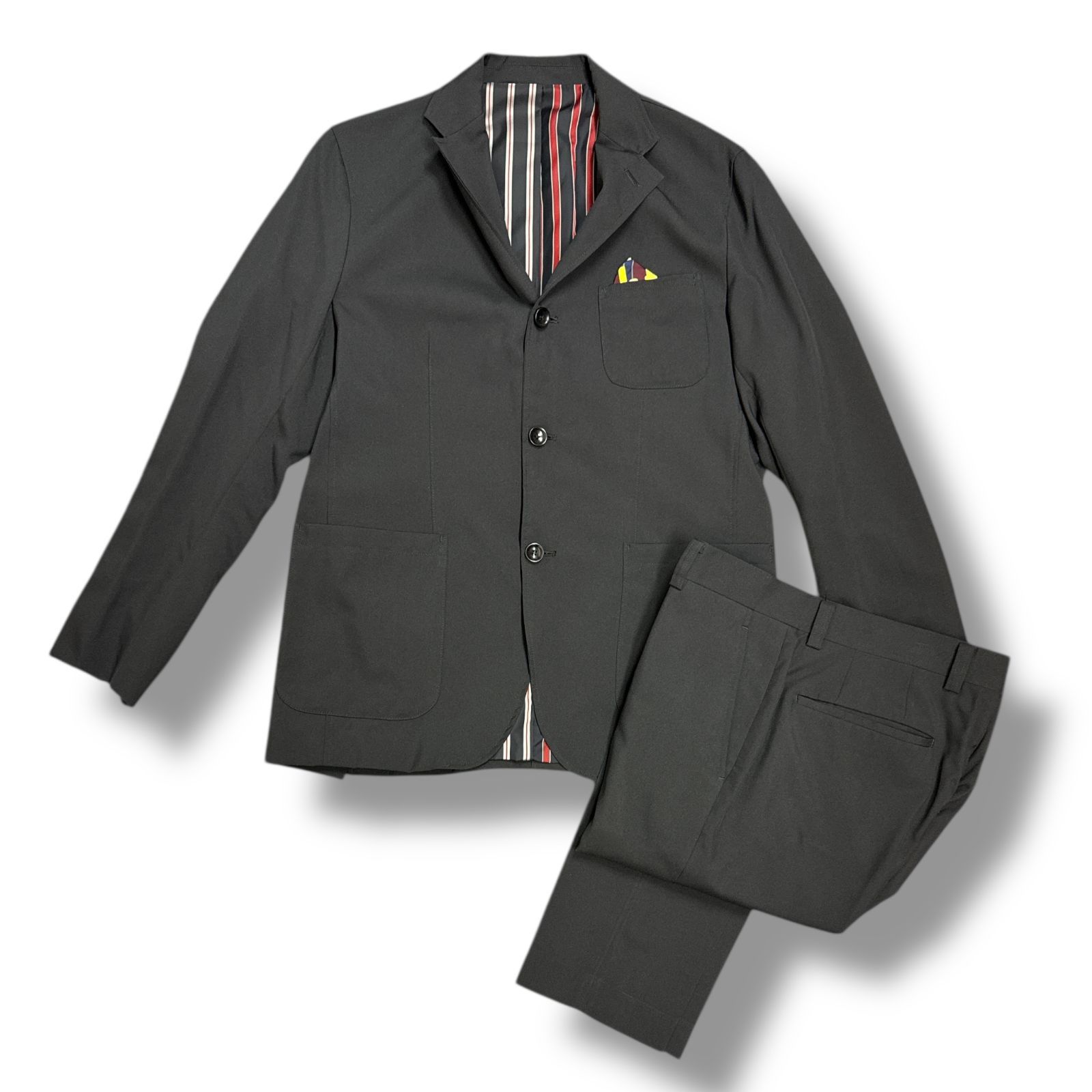 uniform experiment 18SS TROPICAL 3 BUTTON JACKET | TROPICAL SLIM-FIT SLACKS ユニフォームエクスペリメント UE-180010 UE-180009 ブラック 3 93089A6