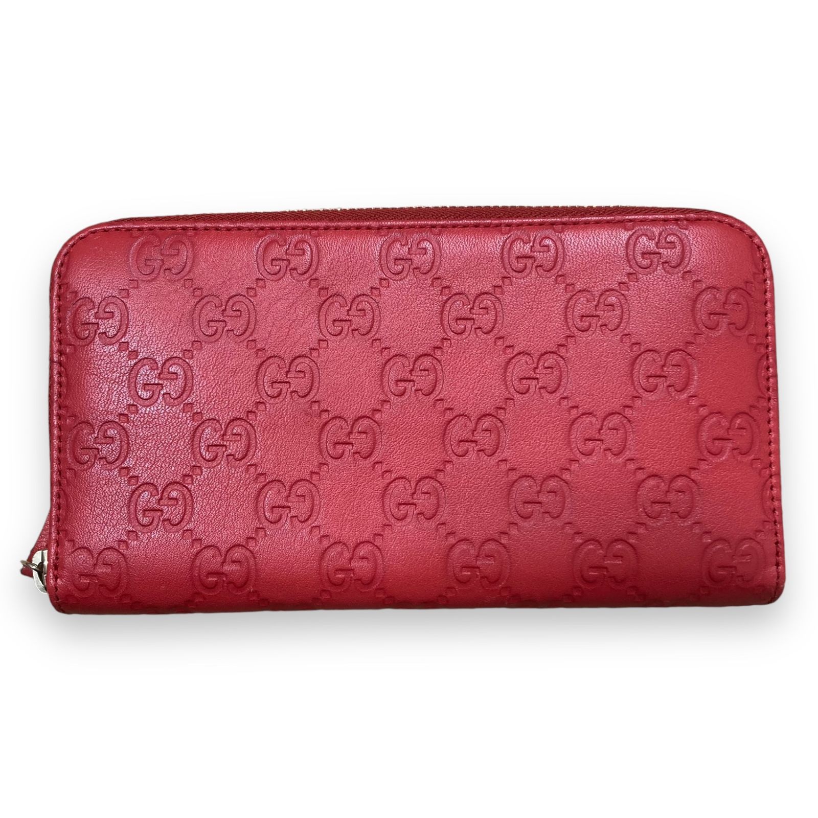 GUCCI グッチ シマ GG柄 二つ折り財布 ラウンドファスナー ブラウン