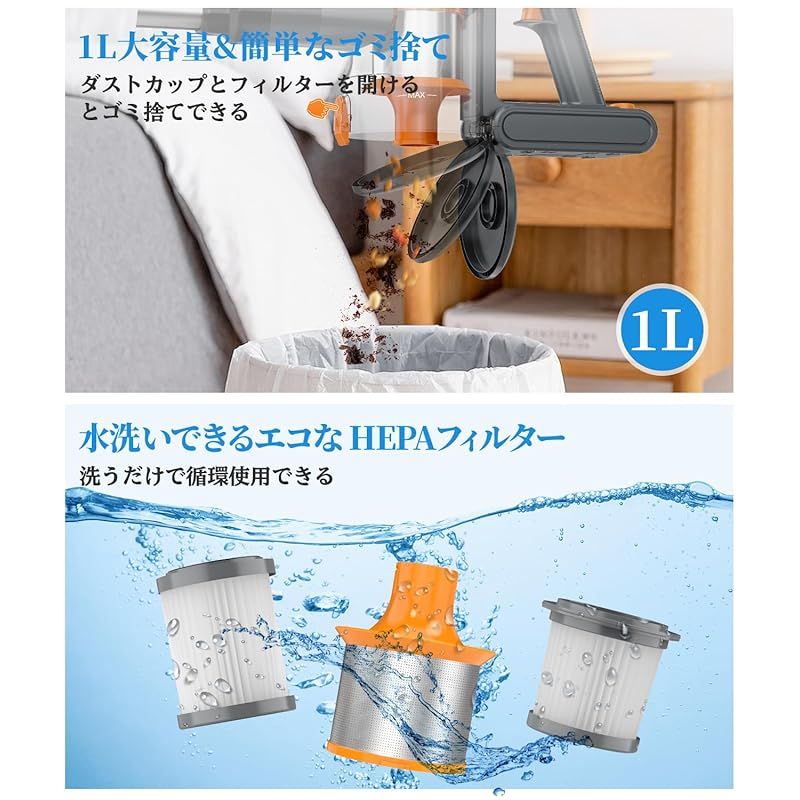 ryouga　新品未使用品　超軽量　大人気　ダイソンコードレス掃除機 掃除機 コードレス【45000pa強力吸引・60分連続稼働】CEUKOZ