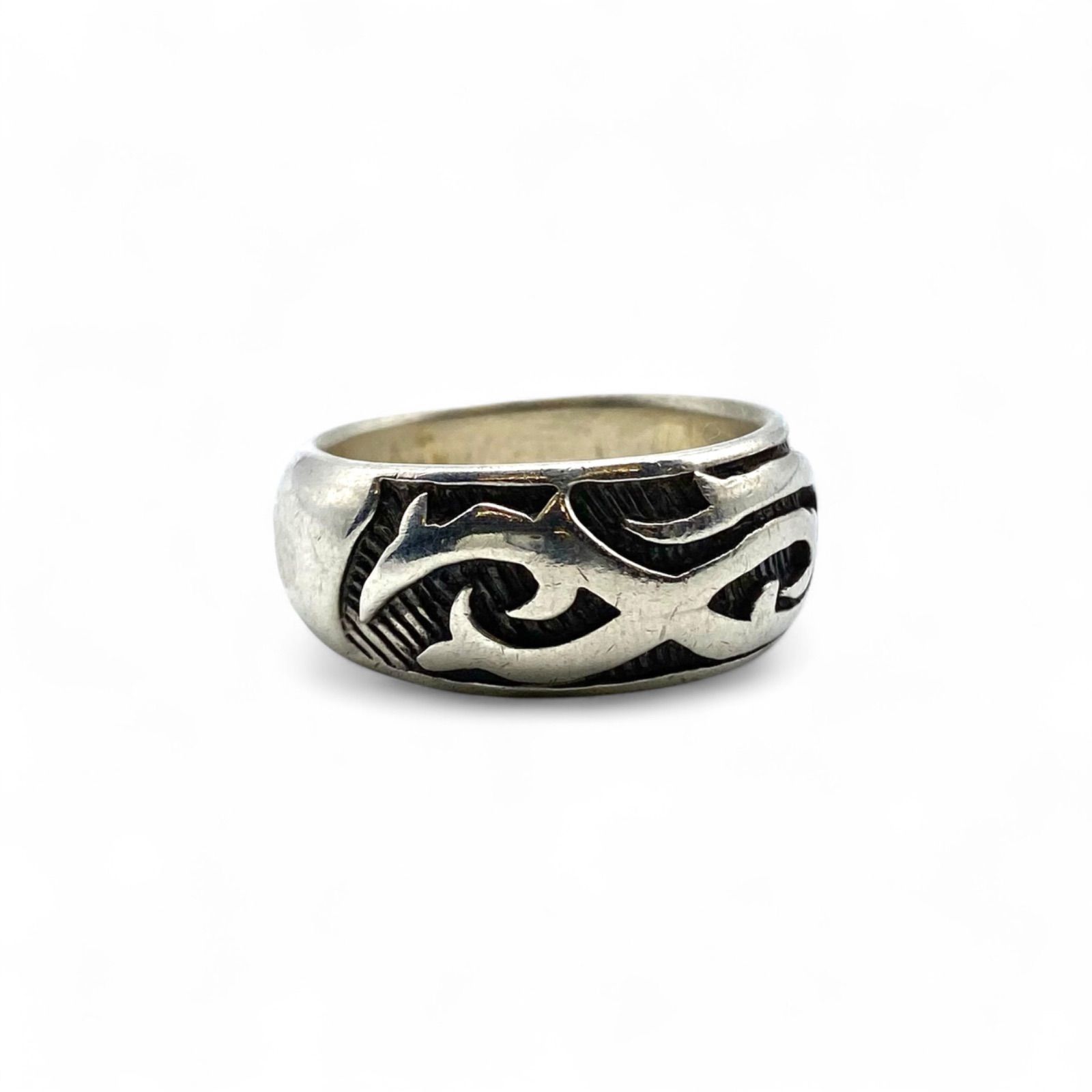 溢れる重厚感】トライバル Silver 925 刻印 90s Vintage Ring シルバー