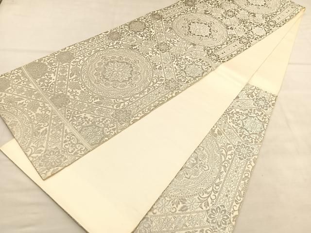 平和屋着物◎六通柄袋帯 亀甲花皿絵文 オリエント更紗 純