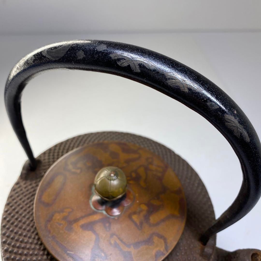 銀手象嵌鉄瓶 1365g|持ち手込高さ19.5㎝ 東Y6-0723⑤