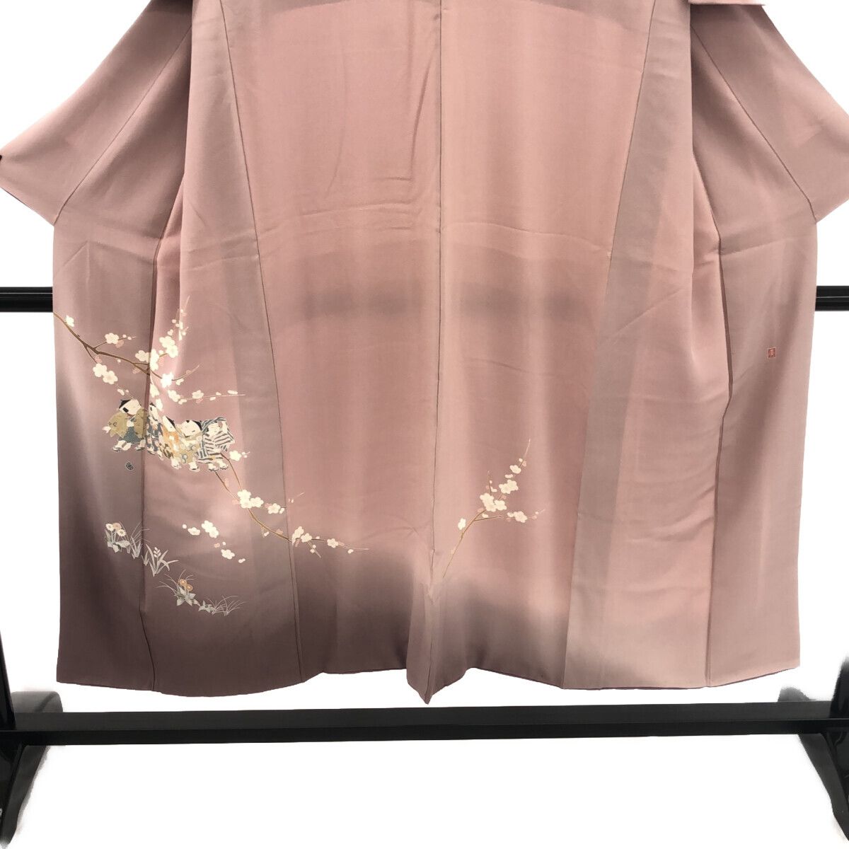 牛首紬 付下げ 石川県指定無形文化財上品な霧模様 裏柳色 しつけ糸 K