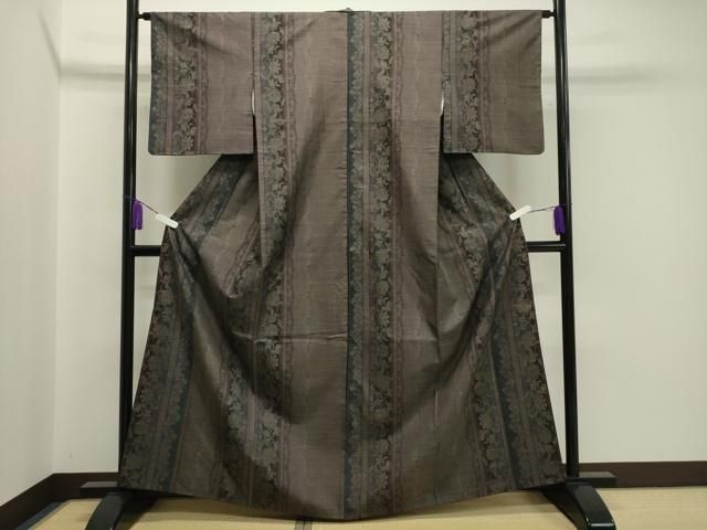 平和屋着物○本場大島紬 9マルキ 花唐草間道 正絹 逸品 CAAV4736vp