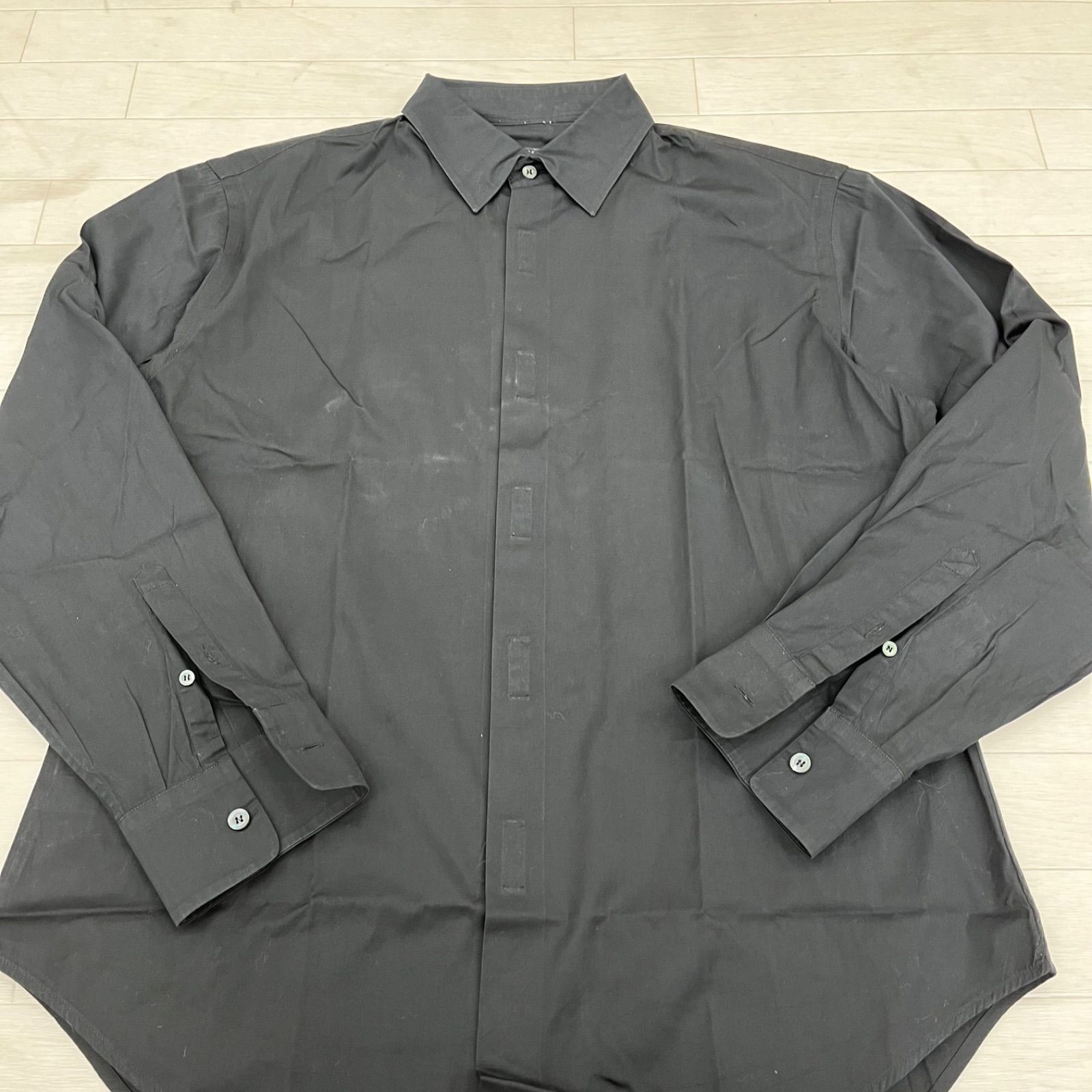 158◎ PRADA シャツ 長袖 マジックテープ ブラック メンズ40/15