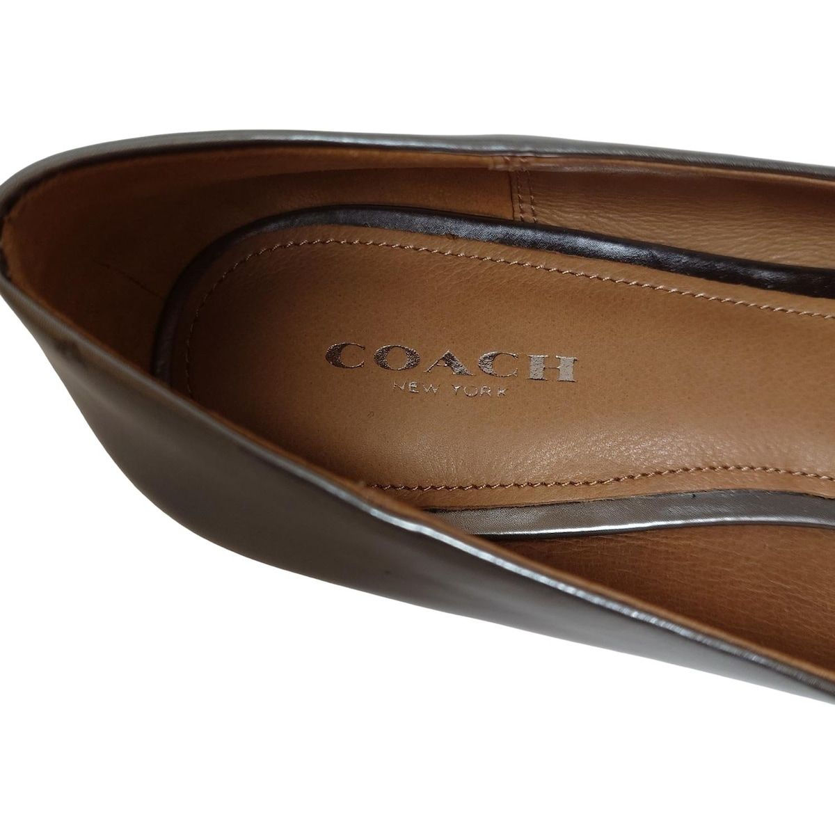 COACH フラットシューズ 　キャメル/ブラック 極美品】COACH コーチ フラットシューズ バレエシューズ