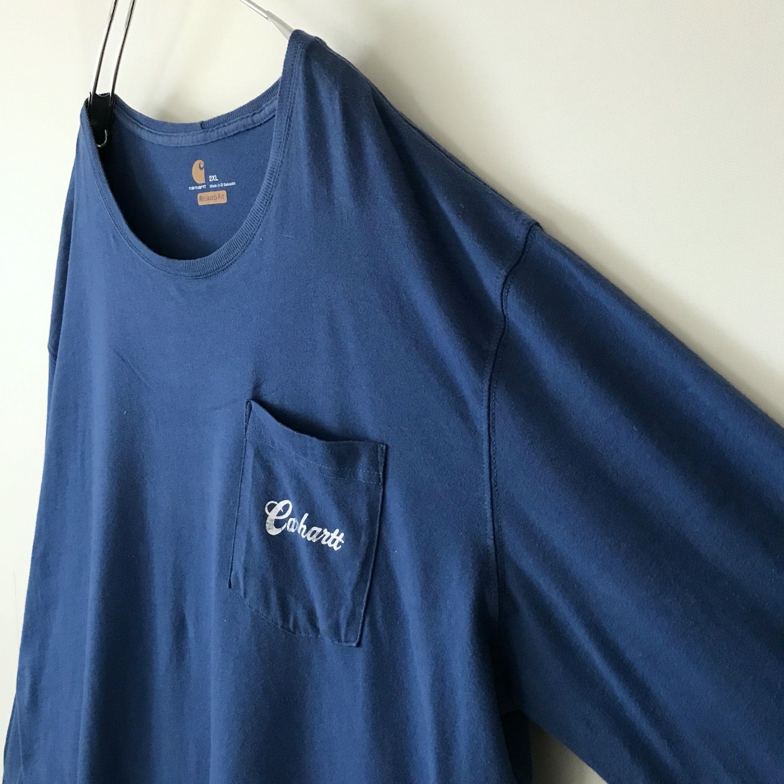 カーハート carhartt★バスフィッシング★ポケット付ロンT/長袖Tシャツ★筆記体ロゴ★ビッグサイズUSAメンズ2XL 2404A009
