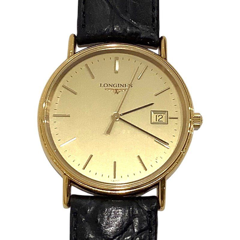LONGINES アナログ腕時計 ゴールド/ブラック　メンズ【極美品】　稼働品 Yahoo!オークション -「ロンジン金時計」の落札相場・落札価格