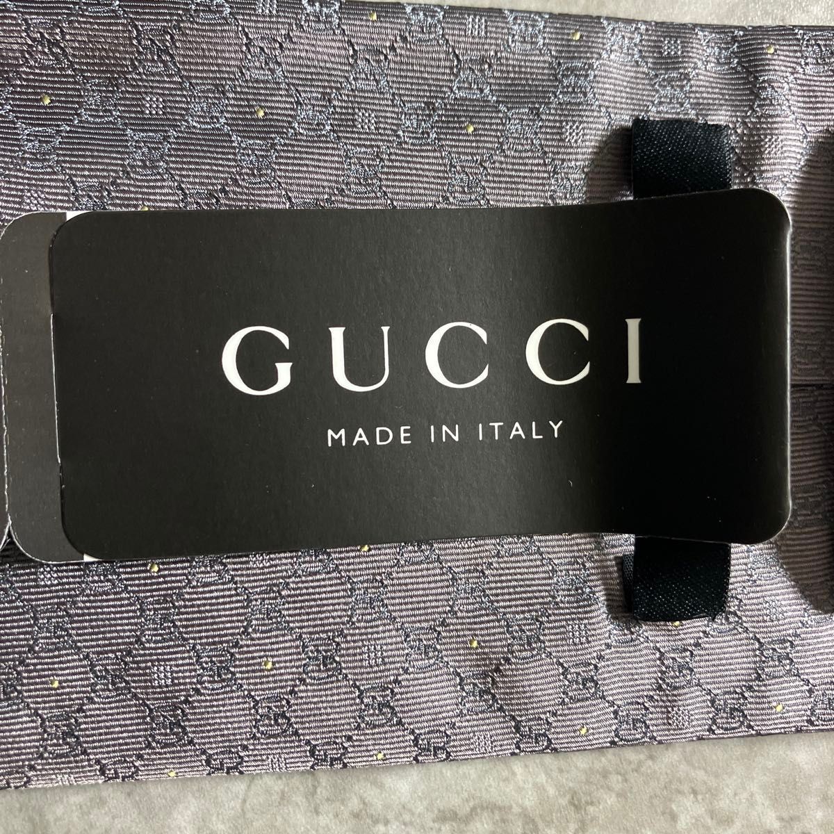 未使用品タグ付 GUCCI グッチ ネクタイ GG柄 ドット シルバー