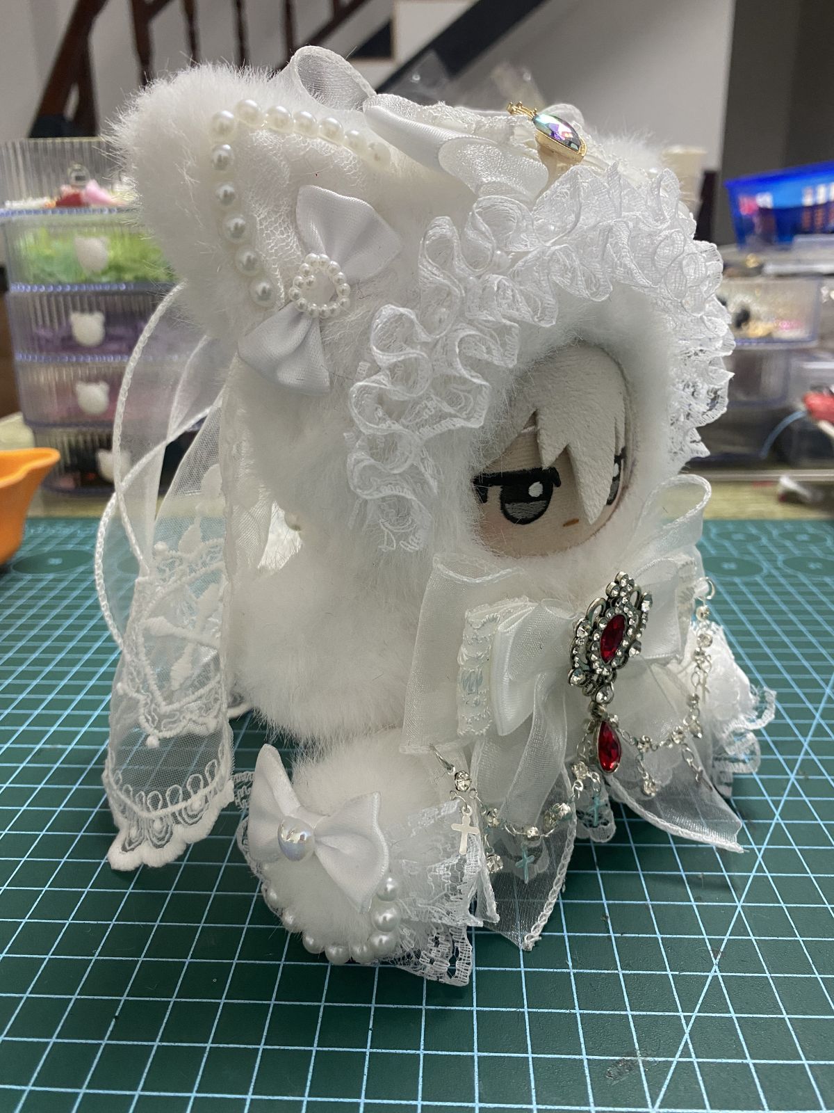 ぬい服 10cm ちびぐるみ おすわり ホワイトデー ウェディングドレス 白