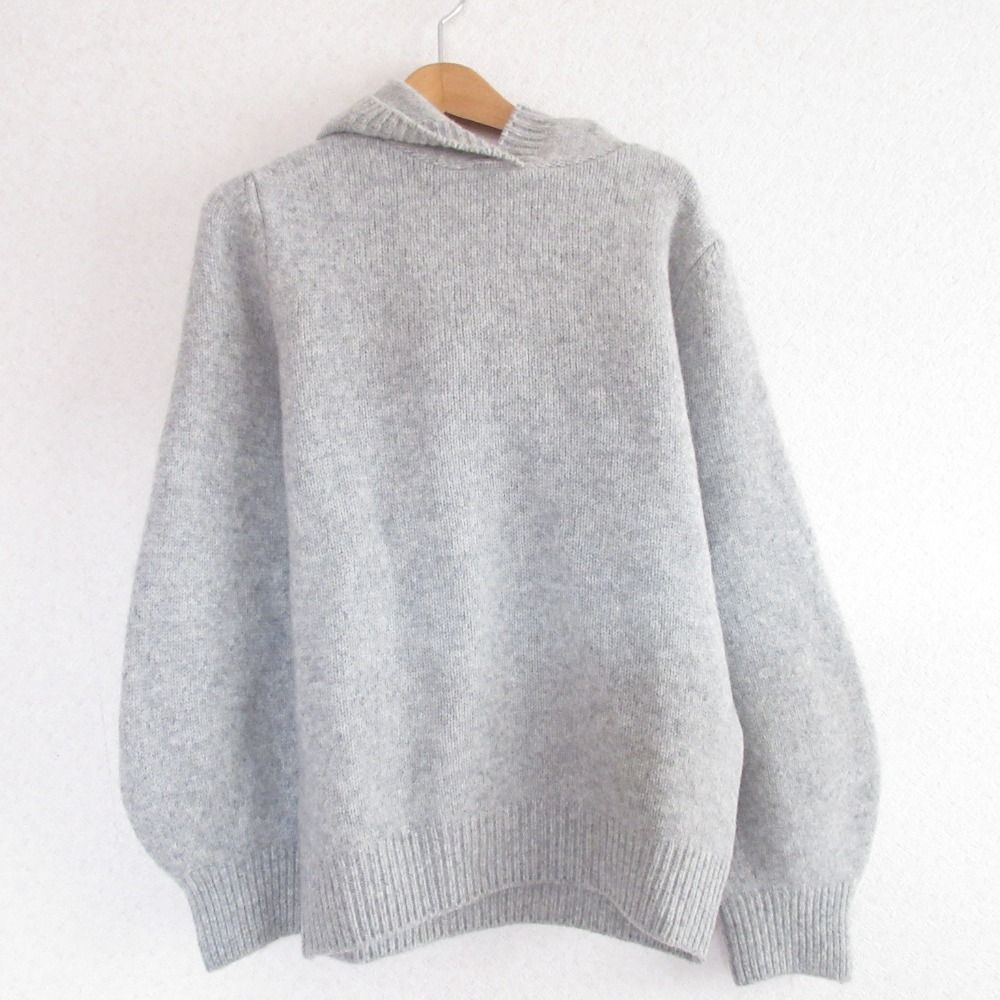 美品 21AW yori ヨリ ウール ニットパーカー プルオーバー フーディー YR2135-078AW F グレー レディース 古着 中古 美品 21AW yori ヨリ ウール ニットパーカー プルオーバー
