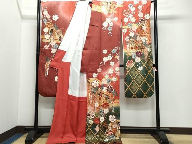 【帯とのまとめ買い値引き】豪華振袖 駒刺繍 舞花文 正絹 帯とのまとめ買い値引き】豪華振袖 駒刺繍 舞花文 正絹 帯との