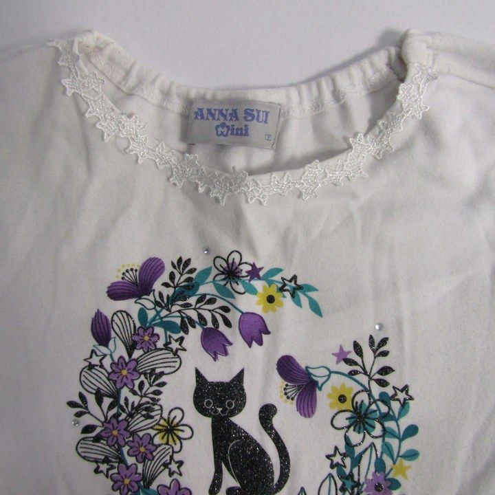 ANNA SUI Mini 黒 猫刺繍 長袖ワンピース ANNA SUI Mini 黒 猫刺繍 長袖ワンピース ネコカットワンピース