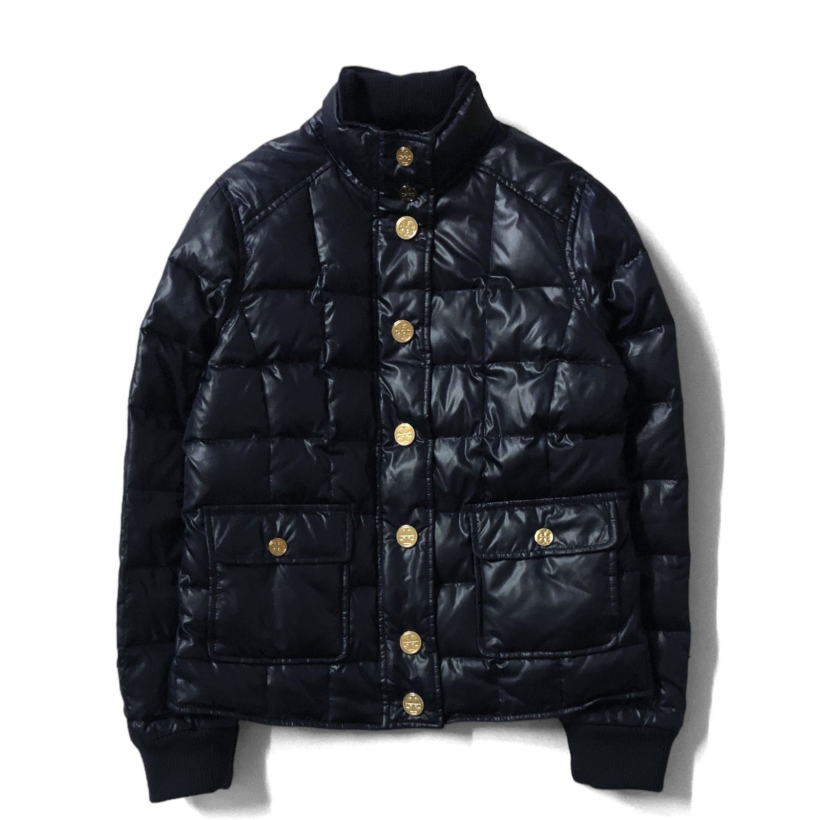 美品 TORY BURCH トリーバーチ ダウンジャケット 金ボタン ネイビー