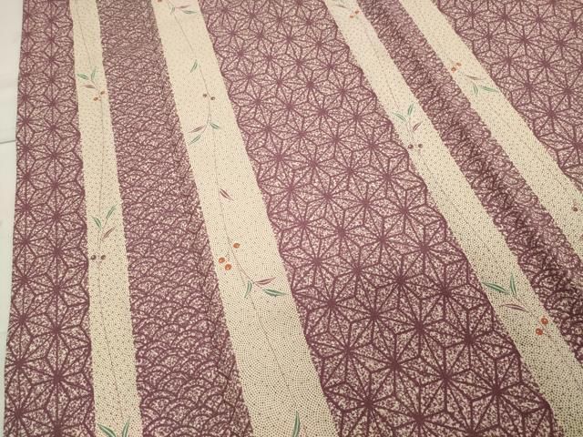 平和屋着物▽小紋 単衣 南天吉祥間道 洗える着物 CAAV8891gh