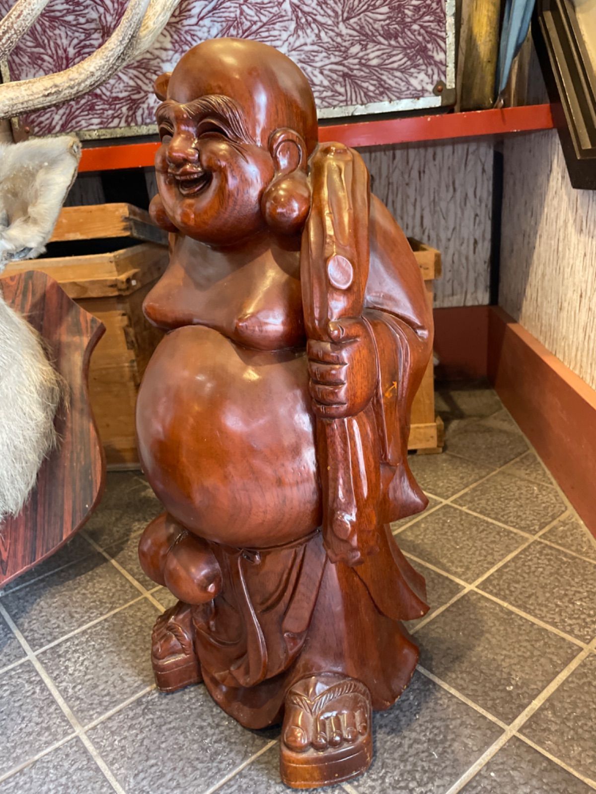 布袋様 木彫り 七福神 木像 縁起物 開運 - メルカリ