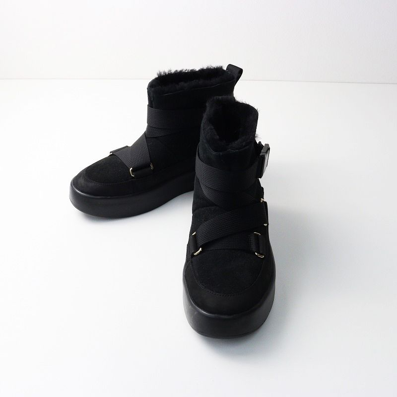 人気アイテム アグ オーストラリア UGG Classic Boom Buckle クラシック ブーム バックル ムートンブーツ24cm ブラック 2400014370362