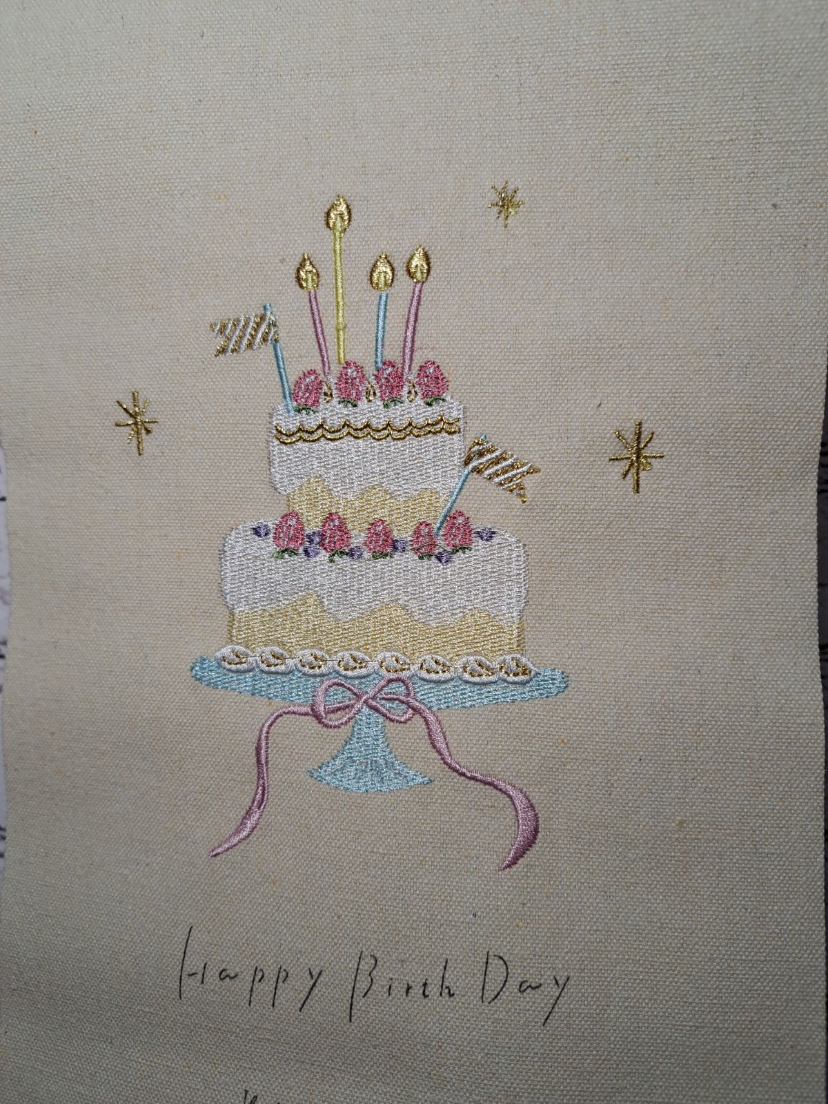 Happy Birthday 誕生日 ケーキ 刺繍 タペストリー 壁掛け - メルカリ