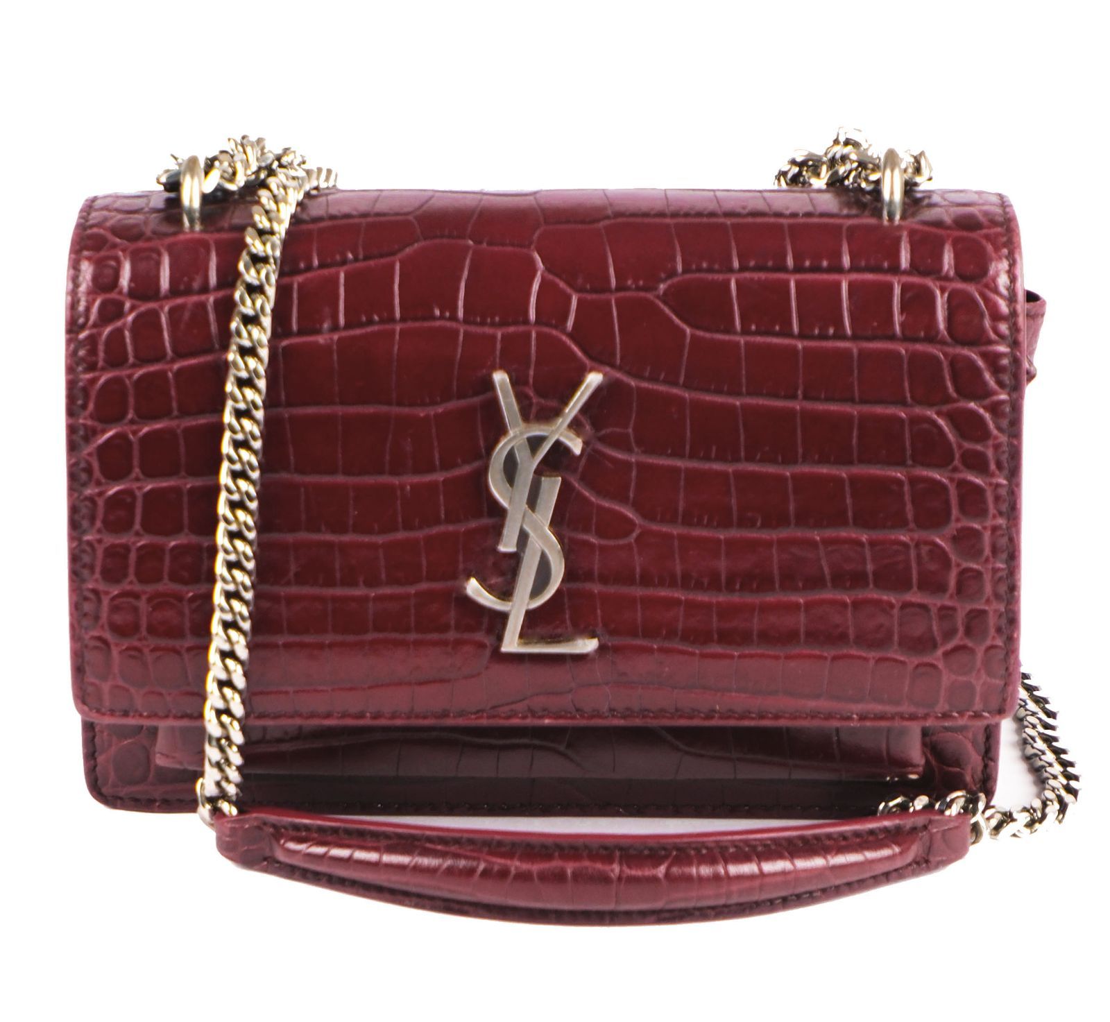 【Saint Laurent】サンセット クロコ型押しショルダーバッグ 美品】Saint Laurent サンローラン サンセット ハンドバッグ
