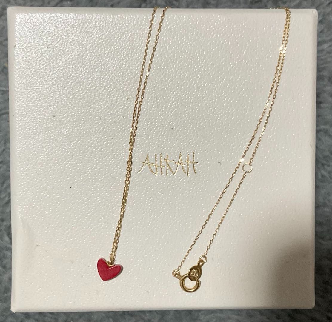 AHKAH アーカー ティラン ハート ネックレス レッド K18YG 750