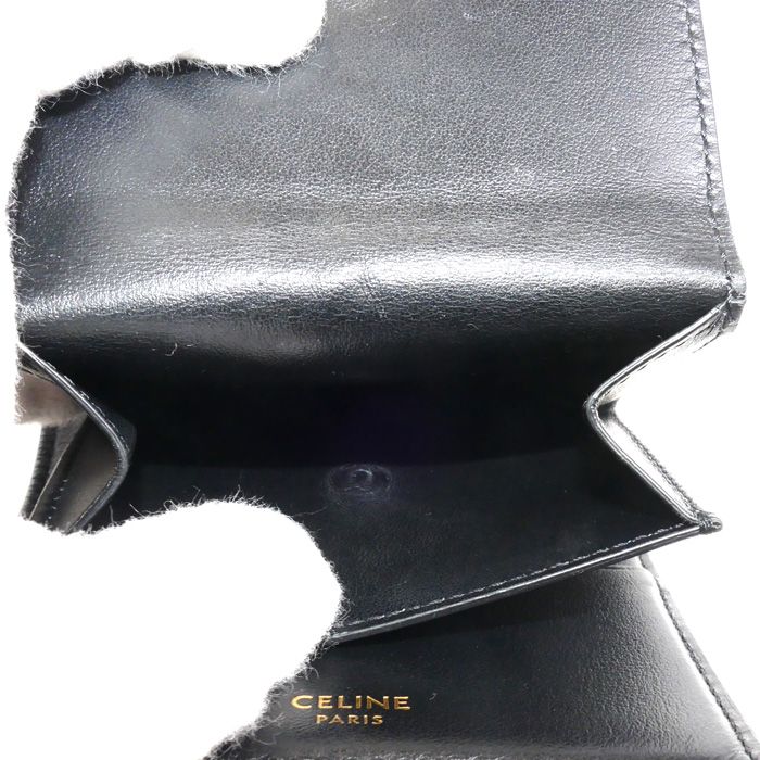 【現行品・極美品】セリーヌ スモール トリフォールドウォレット16 セーズ 黒 セリーヌ CELINE スモールトリフォールドウォレット セーズ16