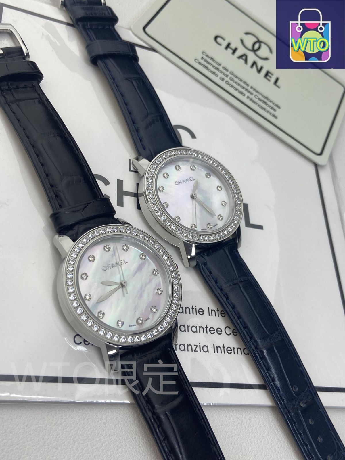 シャネル ベゼルに手作業でスワロフスキークリスタルを埋め込むことを特徴とする-WTO輸入2
