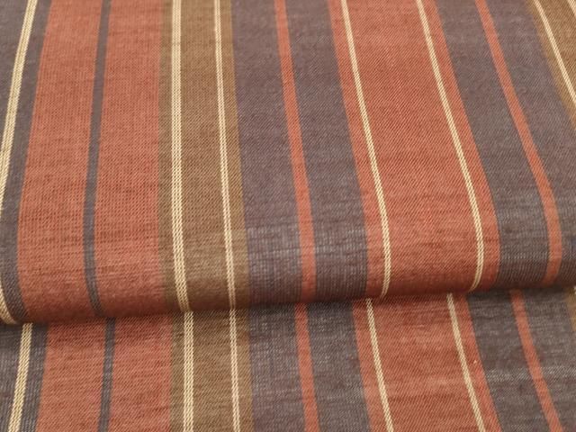 平和屋着物＊夏物 両面 六通柄 京袋帯 紬地 横段抽象