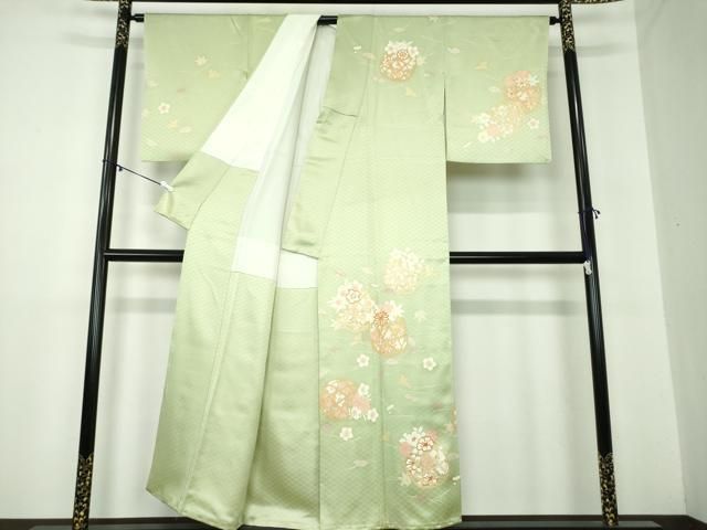 平和屋着物●訪問着　駒刺繍　吹き寄せ花籠文　金彩　正絹　逸品　DAAY1832ps 平和屋着物○訪問着 駒刺繍 吹き寄せ花籠文 金彩 正絹 逸品 DAAY1832ps