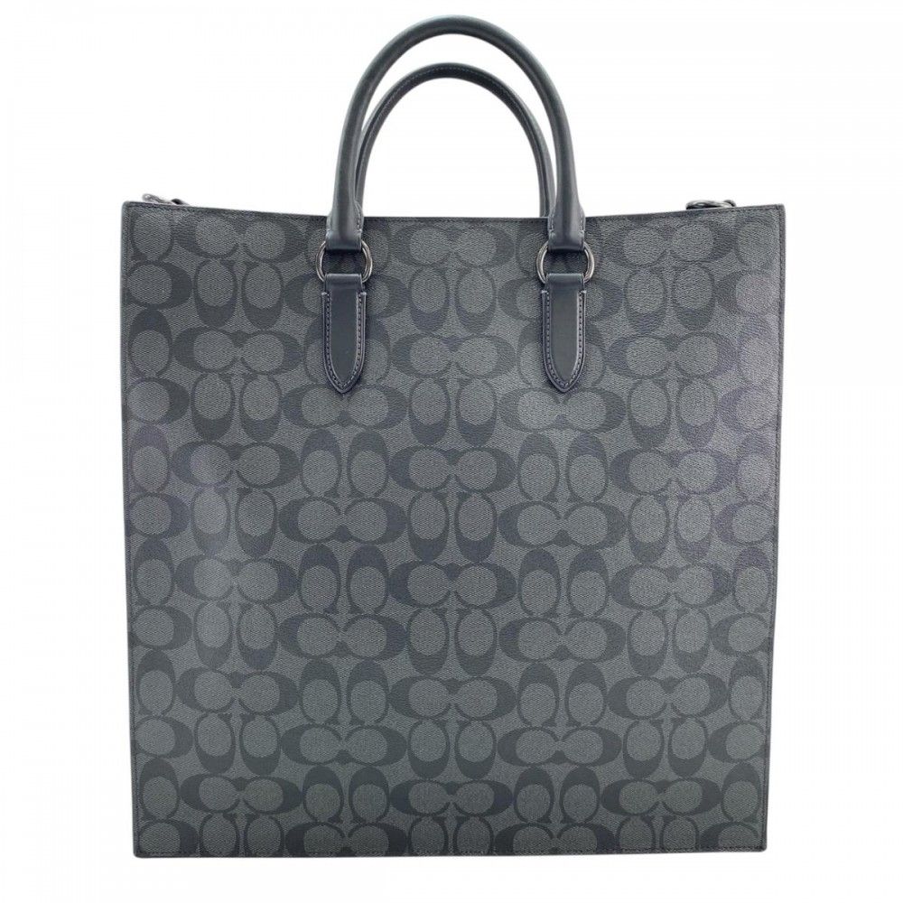 在庫一掃 コーチ 2WAY メンズ 肩掛け シグネチャーディラン トートバッグ ショルダーバック COACH C2447 ブラック 黒 ガンメタル金具 品