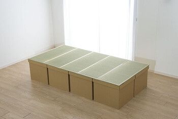 防災 避難 備え ユニット 畳 ベッド 約100×200cm5連 段ボール シングル 防災段ボール畳ベッド
