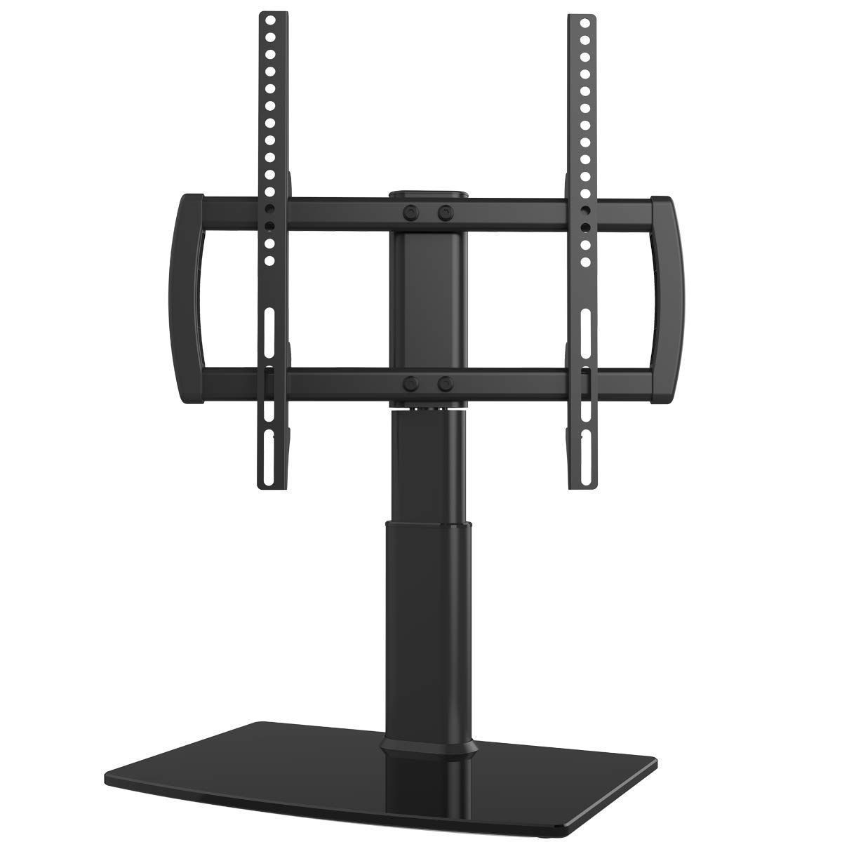 人気SALE，限定セール 【数量限定】ユニバーサルスウィールテレビスタンド/ベーステーブルスタンド、2755インチテレビ、90度回転、4段階の高さ調節可能、重い強化ガラスベース、45KGまで保持、HT04B-001 応募券