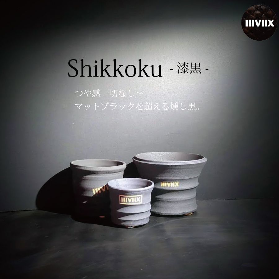 《現行シリーズ-2個セット-》  Mサイズ 3.5号鉢相当 『Shikkoku-漆黒-』 【SK-M2_2108】 IIIVIIX イーヴィックス 陶器鉢 植木鉢 観葉植物 多肉植物 アガベ 塊根植物 グラキリス 亀甲竜 エケベリア ハオルチア