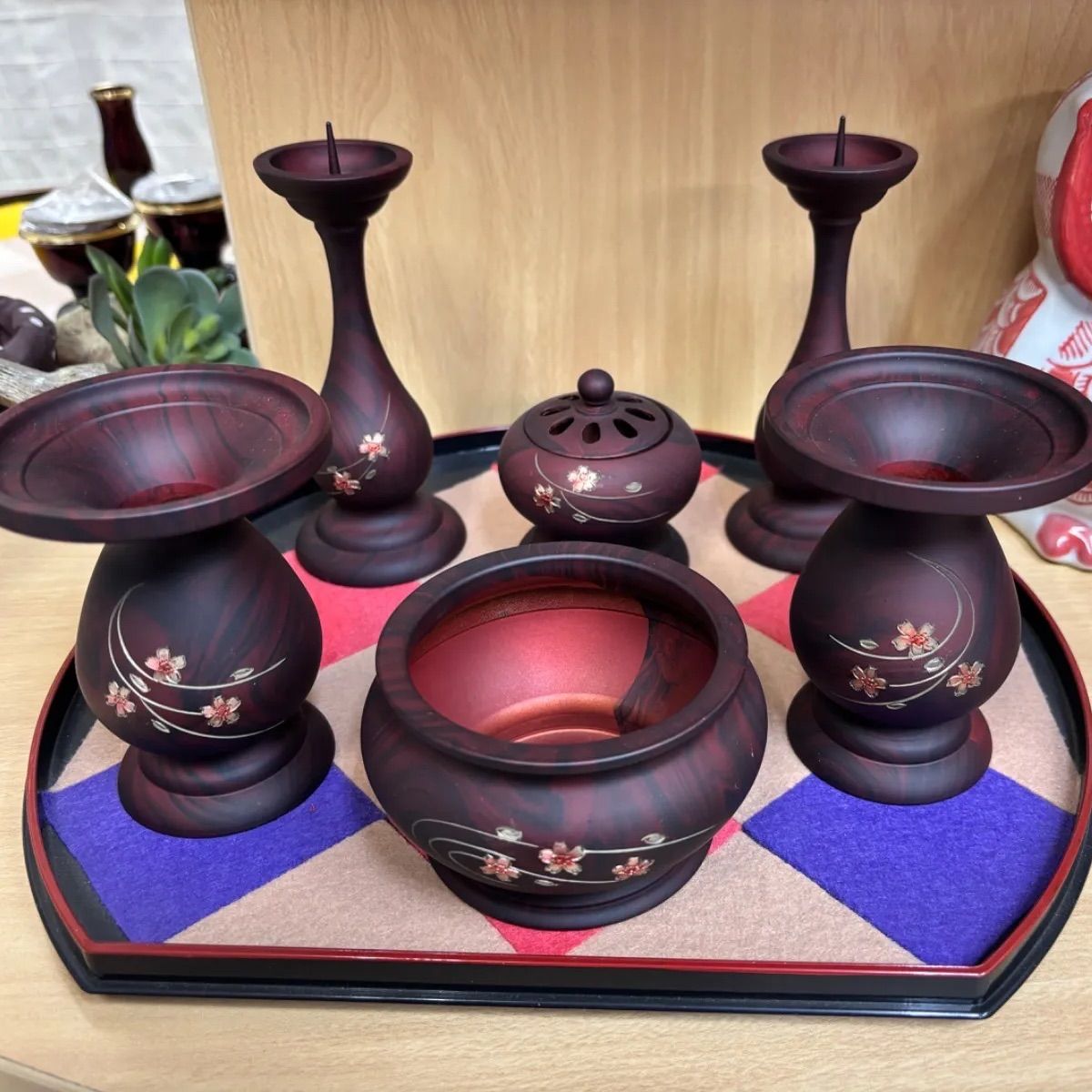 上ダルマ6具足 桜彫金 紫檀色