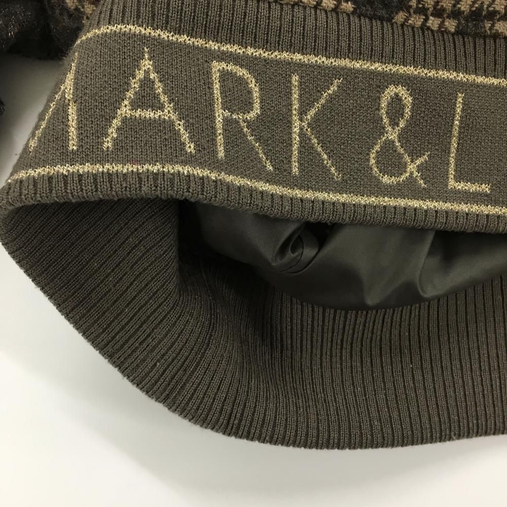 【店内全品大特価!!】 超 マークアンドロナ トレーナー ブラウン×ベージュ 前身頃千鳥格子 ウール混 身頃裏地付 レディース S ゴルフウェア MARK＆LONA 品数豊富。