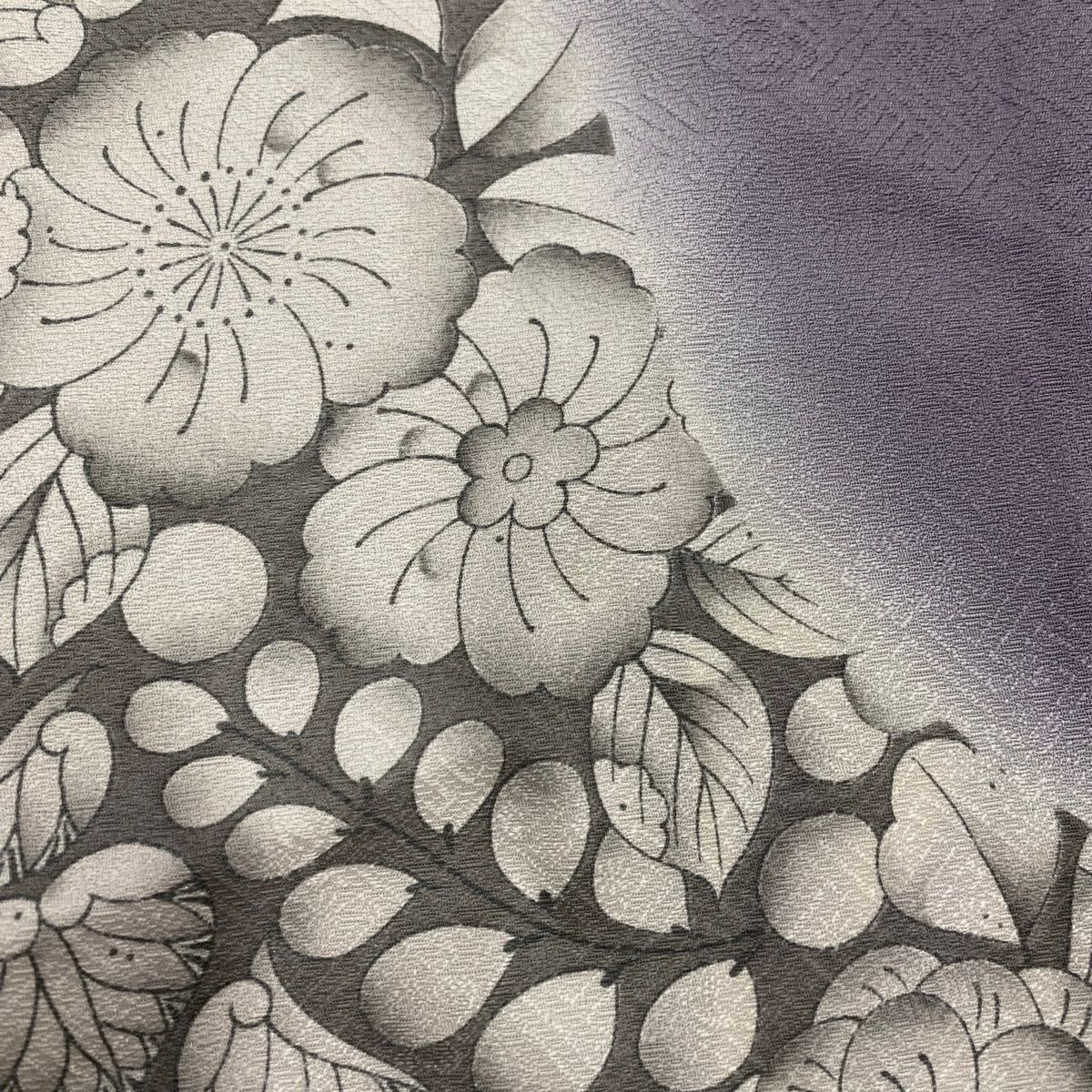 訪問着 身丈178cm 裄丈69.5cm 未仕立て 仮絵羽 草花 染め分け