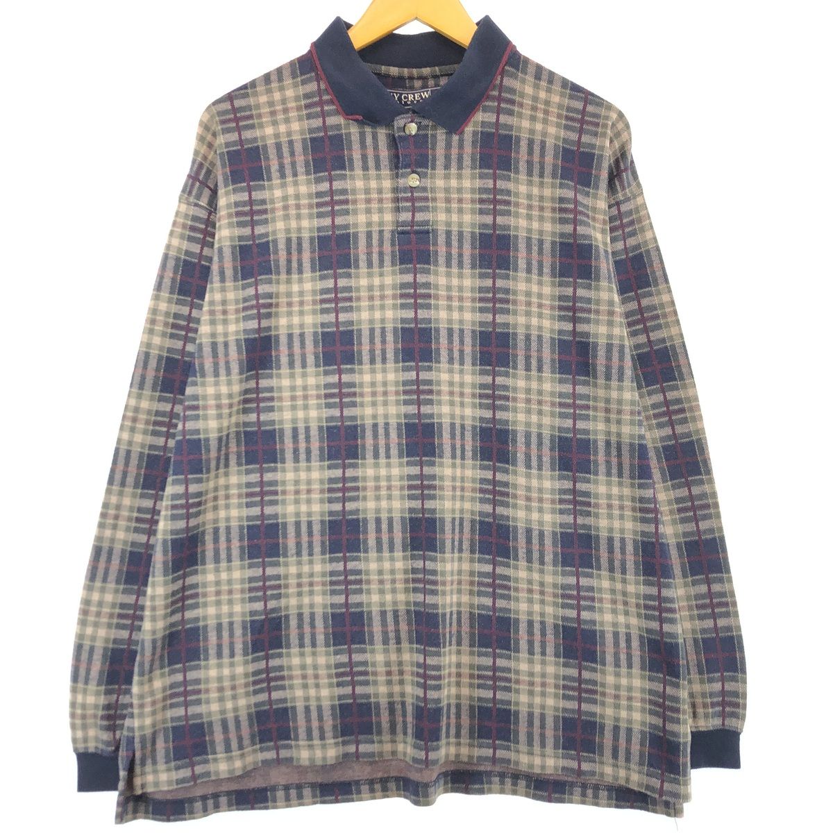 古着 IVY CREW 長袖 チェック ポロシャツ メンズXL/eaa430364