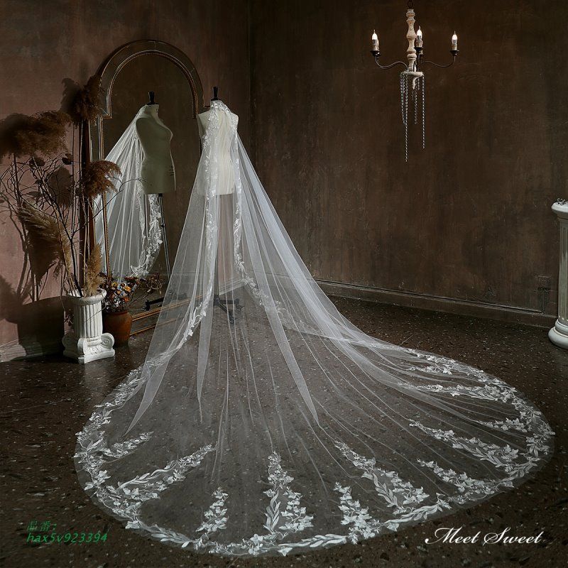 ウエディングベール ウェディングベール ロングベール チャペルベール マリアベール 刺繍 花嫁 披露宴 二次会 ブライダル 結婚式 前撮り ホワイト米 hax5v923394