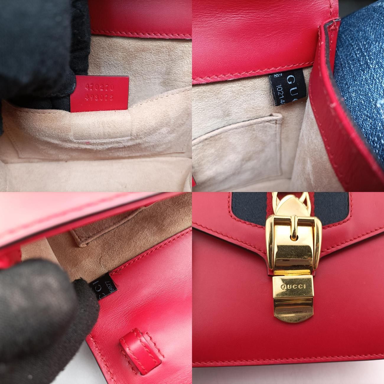 グッチGucciシルヴィ レッド×ネイビー