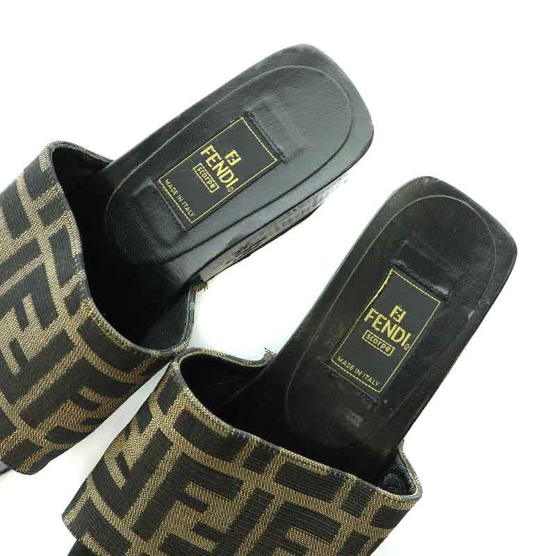 フェンディ FENDI ミュール サンダル ズッカ柄 オープントゥ スクエア  