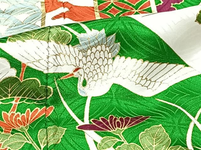 金駒刺繍　金彩　菊花　鶴伝統和模様　振袖　成人式 晴れの日 着物 022a p 金駒刺繍金彩菊花鶴伝統和模様振袖成人式 晴れの日 着物 022a p