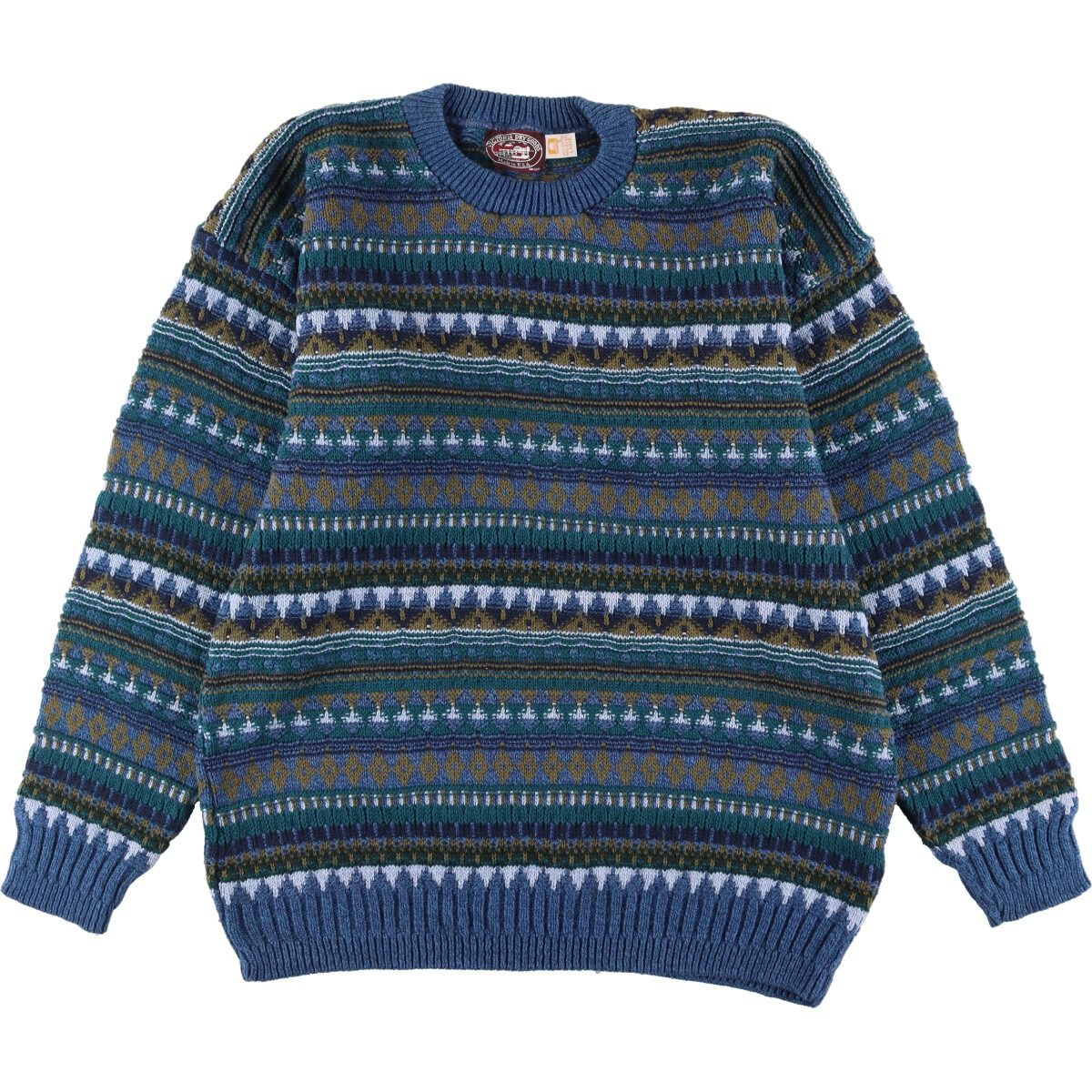 古着 VICTORIA DRY GOODS 総柄 コットンニットセーター USA製 メンズXL/eaa339484