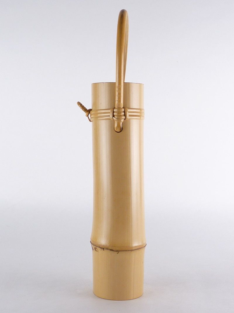 予約販売 高さ 作「白竹かけ筒華入」共箱 清宮】生野徳三 約31.5cm 約 幅 木工、竹工芸